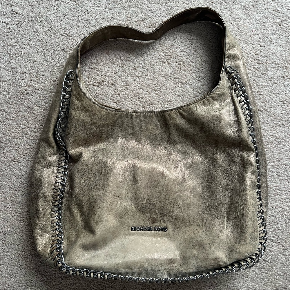 Michael Kors Metallic Gold Leather Hobo Bag